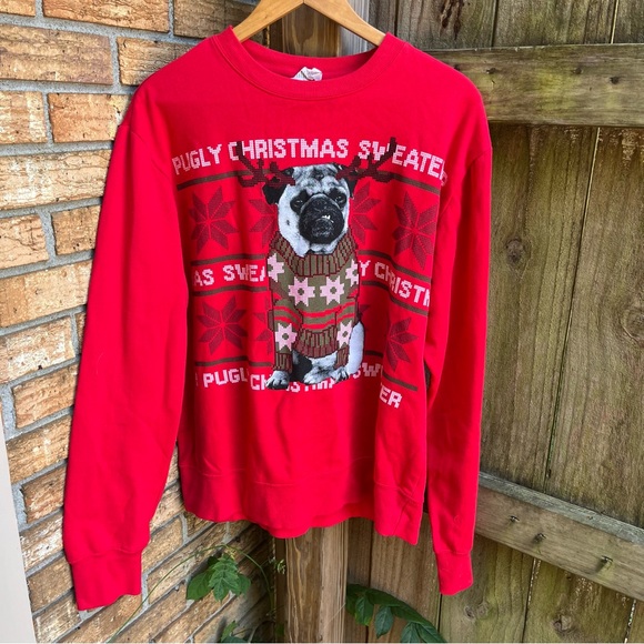 Red Pug Christmas Sweater - Picture 1 of 3